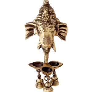 Two Moustaches Brass Ganesha Wall Hanging Diya