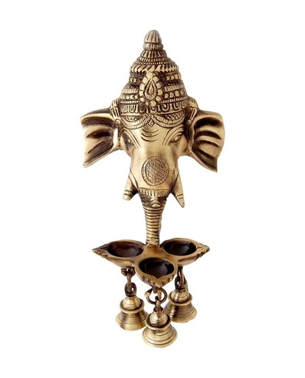 Two Moustaches Brass Ganesha Wall Hanging Diya